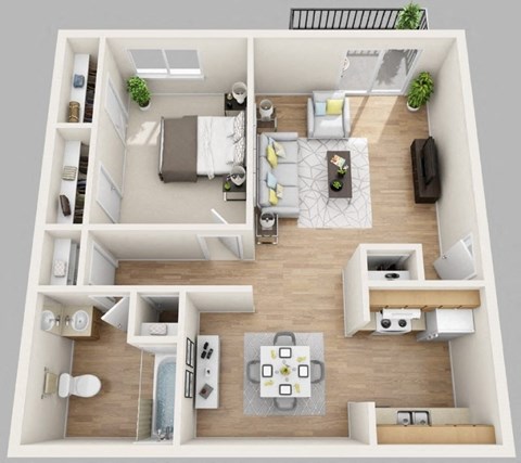 Floor plan for 1 bed, 1 bath, 780 sqft